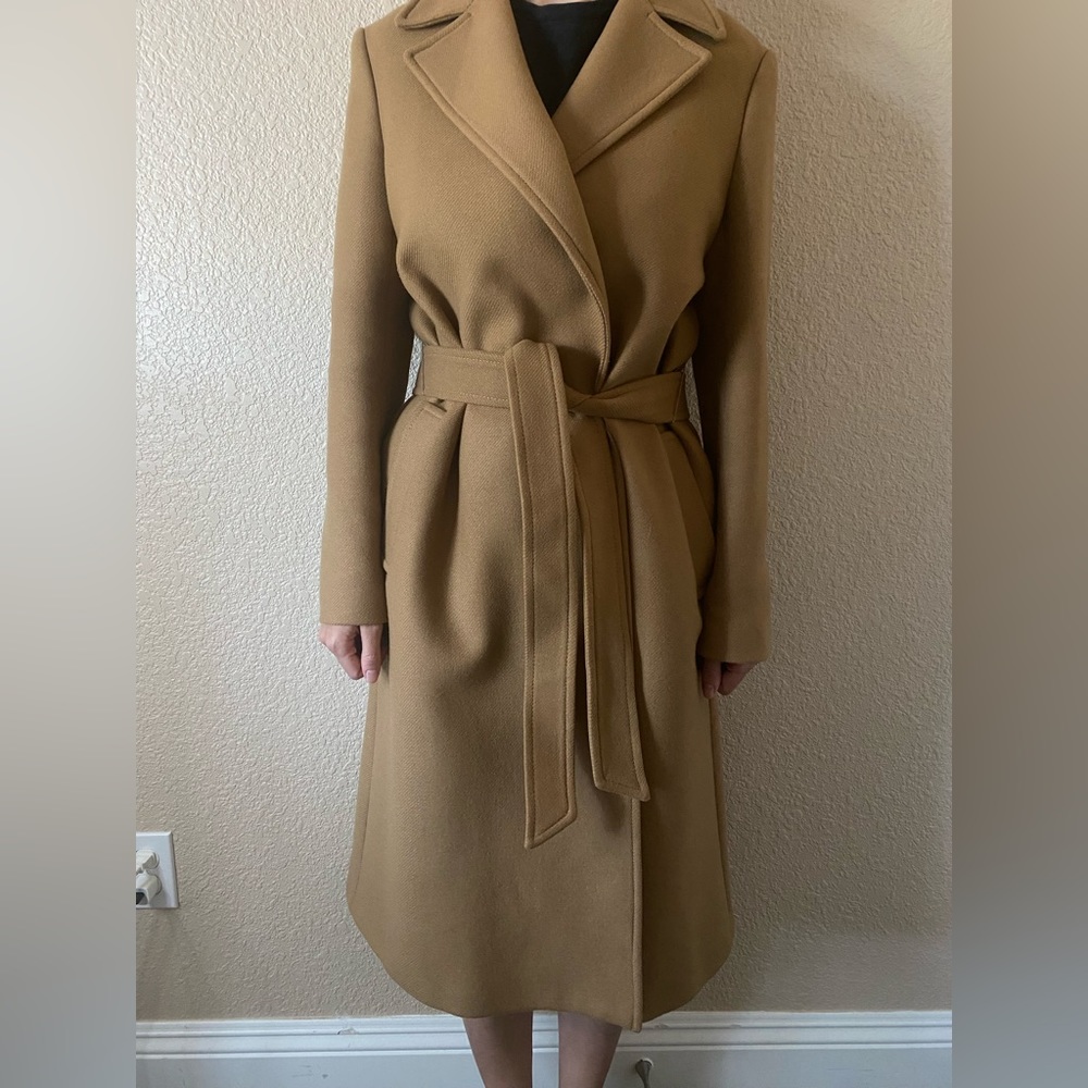 Long belted wool coat